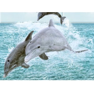 Панель ПВХ Кронапласт UNIQUE 2700х300х8 мм Голубая лагуна три дельфина
