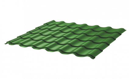 Металлочерепица Монтеррей Ретро СПК 0,45 RAL 6002 Зеленый лист