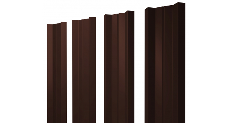 Штакетник М-образный А (Лобовая сторона) 0,5 GreenCoat Pural BT, matt RR 32 темно-коричневый (RAL 8019 серо-коричневый)